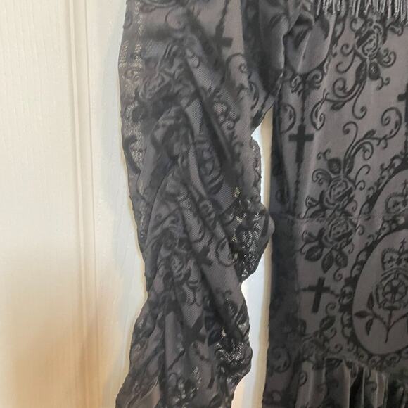 Unique Vintage 1950s Black Flocked  Dia De Los Muertos Duster Sz #3 M #50 - Picture 11 of 12